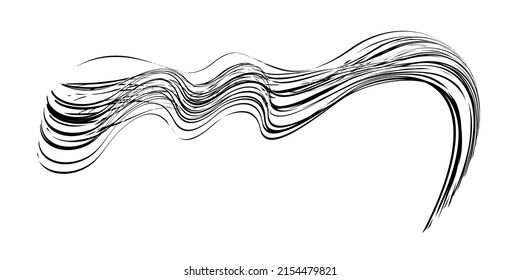 Waving flag as a brush stroke with zebra texture. Vest striped with fabric Black and white stripes curved in a bizarre way with waves curving along the trajectory.