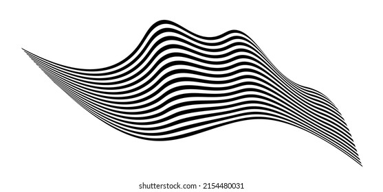 Waving flag as a brush stroke with zebra texture. Vest striped with fabric Black and white stripes curved in a bizarre way with waves curving along the trajectory.