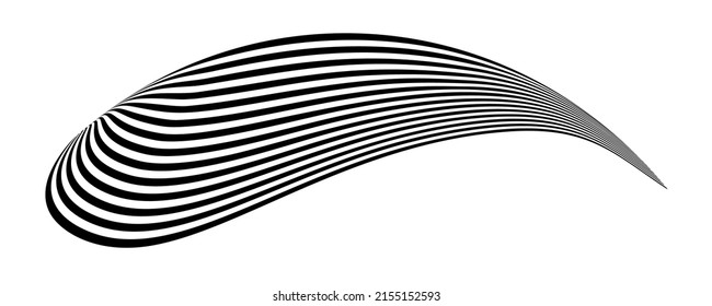 Waving flag as a brush stroke with zebra texture. Vest striped with fabric Black and white stripes curved in a bizarre way with waves curving along the trajectory.