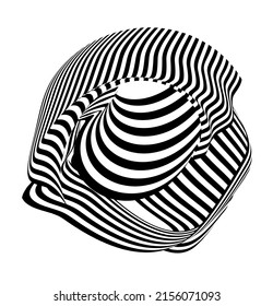 Waving flag as a brush stroke with zebra texture. Vest striped with fabric Black and white stripes curved in a bizarre way with waves curving along the trajectory.