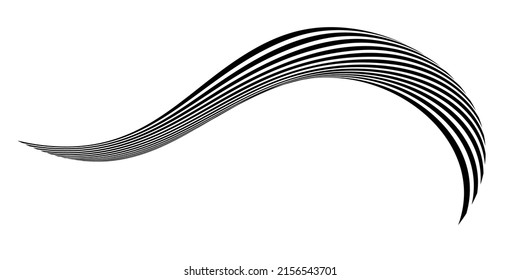Waving flag as a brush stroke with zebra texture. Vest striped with fabric Black and white stripes curved in a bizarre way with waves curving along the trajectory.