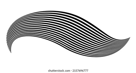 Waving flag as a brush stroke with zebra texture. Vest striped with fabric Black and white stripes curved in a bizarre way with waves curving along the trajectory.
