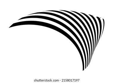 Waving flag as a brush stroke with zebra texture. Vest striped with fabric Black and white stripes curved in a bizarre way with waves curving along the trajectory.