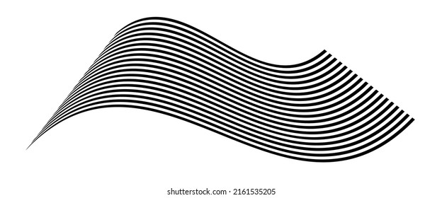 Waving flag as a brush stroke with zebra texture. Vest striped with fabric Black and white stripes curved in a bizarre way with waves curving along the trajectory.