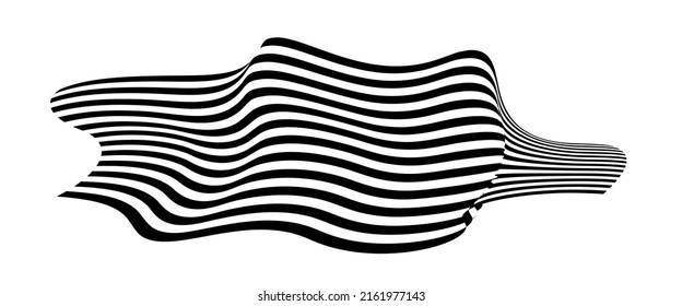 Waving flag as a brush stroke with zebra texture. Vest striped with fabric Black and white stripes curved in a bizarre way with waves curving along the trajectory.