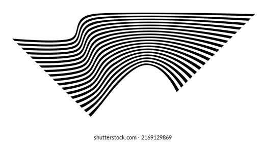 Waving flag as a brush stroke with zebra texture. Vest striped with fabric Black and white stripes curved in a bizarre way with waves curving along the trajectory.