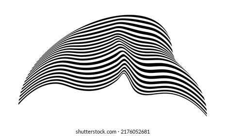 Waving flag as a brush stroke with zebra texture. Vest striped with fabric Black and white stripes curved in a bizarre way with waves curving along the trajectory.
