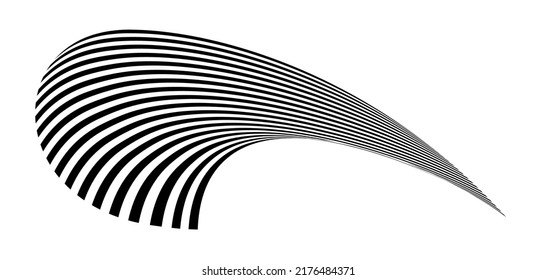 Waving flag as a brush stroke with zebra texture. Vest striped with fabric Black and white stripes curved in a bizarre way with waves curving along the trajectory.