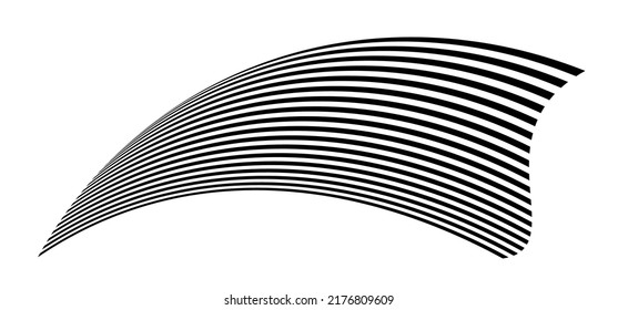 Waving flag as a brush stroke with zebra texture. Vest striped with fabric Black and white stripes curved in a bizarre way with waves curving along the trajectory.