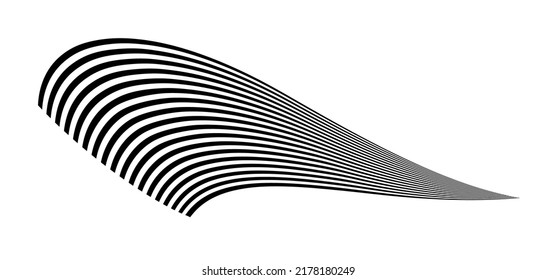 Waving flag as a brush stroke with zebra texture. Vest striped with fabric Black and white stripes curved in a bizarre way with waves curving along the trajectory.