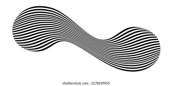 Waving flag as a brush stroke with zebra texture. Vest striped with fabric Black and white stripes curved in a bizarre way with waves curving along the trajectory.