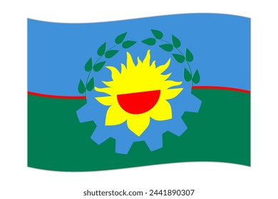 Waving flag of Buenos Aires, administrative division of Argentina. Vector illustration.