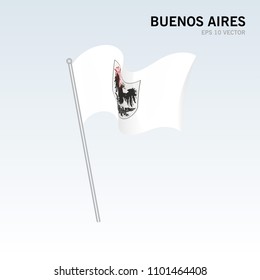 Waving flag of Buenos Aires. provinces,autonomous city of Argentina on gray background