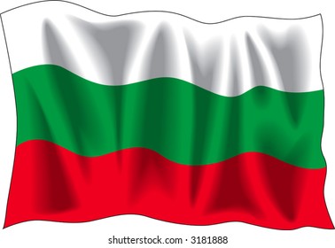 Waving flag of Bulgaria isolated on white