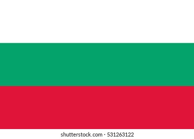 Waving flag of Bulgaria. Vector illustration of icon with white, green and red colors.