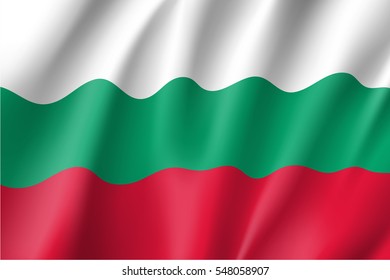 Waving flag of Bulgaria. Vector illustration of 3D icon
