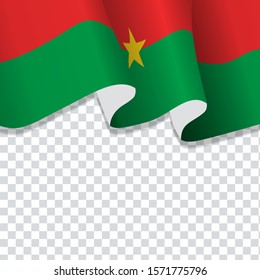 Waving flag of Burkina Faso for independence Day isolated on transparent background