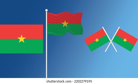 Waving Fahne von burkina Faso auf transparentem, blauem Hintergrund, Vektorgrafik