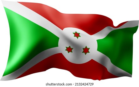 Waving flag of the Burundi. Illustration of wavy Burundi Flag. Flag on transparent background - vector illustration.