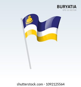 Waving flag of Buryatia republics of Russia. Vector illustration.