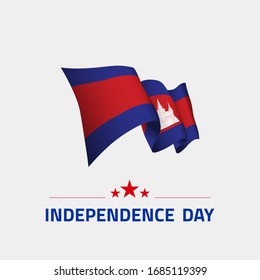 Waving flag of Cambodia for independence day greeting card, banner and social media isolated on white background vector illustration EPS 10