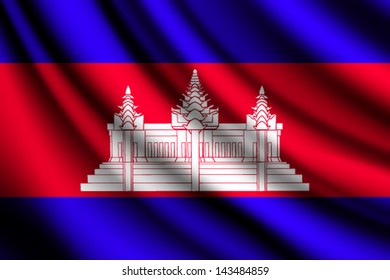 Waving flag of Cambodia, vector