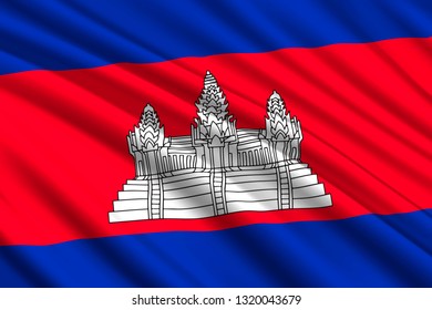 waving flag of Cambodia. Vector illustration