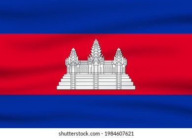 Waving flag of Cambodia. Flag Cambodia. Vector illustration of Thailand 3D icon