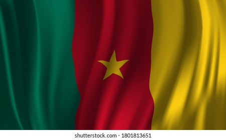 Waving flag of the Cameroon. Waving Cameroon flag