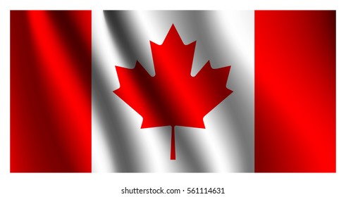 Waving flag of Canada. 3D Waving Flag of Canada. Vector Canada flag blowing in the wind