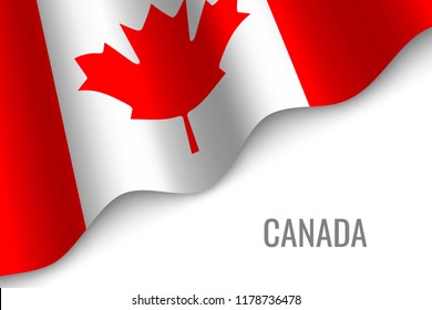 waving flag of Canada with copyspace. Template for brochure. vector illustration