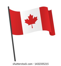 Waving flag of Canada. Happy Canada Day. 1st July. Flag of Canada isolated on white background. Canadian national holidays. Symbol of Canada. Independence. Vector Illustration