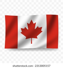 Waving flag of Canada. Illustration of flag on transparent background(PNG).