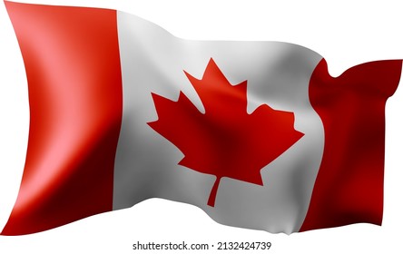 Waving flag of the Canada. Illustration of wavy Canada Flag. Flag on transparent background - vector illustration.