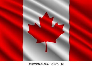 waving flag of Canada on silk background