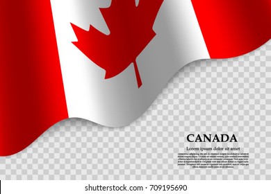 waving flag of Canada on transparent background. Template for independence day. vector illustration