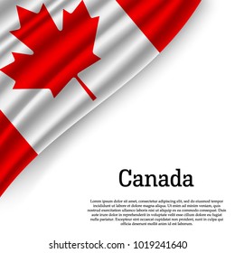 waving flag of Canada on white background. Template for independence day. vector illustration