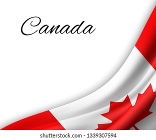waving flag of Canada on white background. Template for independence day. vector illustration
