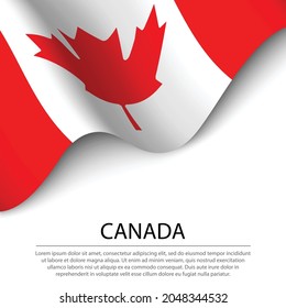 Waving flag of Canada on white background. Banner or ribbon vector template for independence day