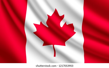 Waving flag of Canada. Vector illustration of Canada 3D icon