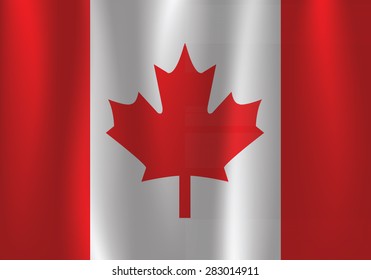 Waving flag of Canada, vector, satin