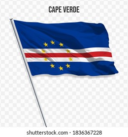 Waving flag of Cape Verde. Illustration of flag of the Africa on the flagpole. 3d vector icon isolated on transparent background