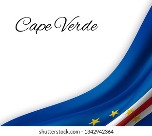waving flag of Cape Verde on white background. Template for independence day. vector illustration