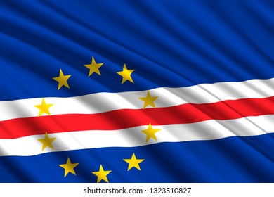 waving flag of Cape Verde. Vector illustration