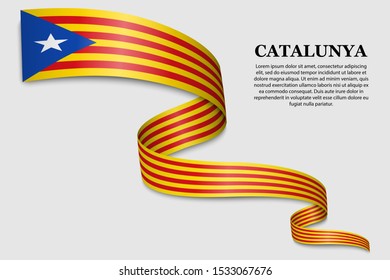waving flag of Catalan Independentist - Estelada on white background. Template for design
