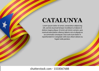 waving flag of Catalan Independentist - Estelada on white background. Template for design