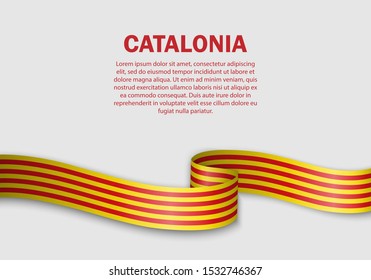waving flag of Catalonia on white background. Template for design