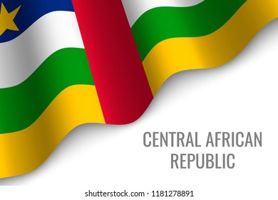 waving flag of Central African Republic with copyspace. Template for brochure. vector illustration