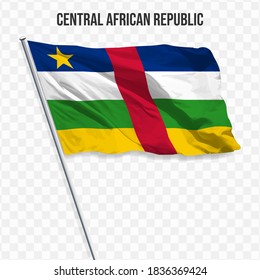 Waving flag of Central African Republic. Illustration of flag of the Africa on the flagpole. 3d vector icon isolated on transparent background