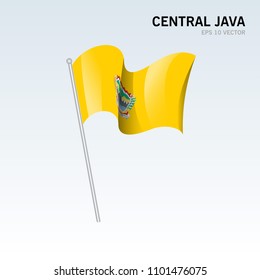 Waving flag of Central Java Provinces of Indonesia on gray background